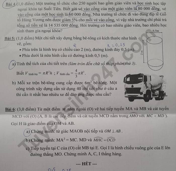 De cuoi ki 2 lop 9 mon Toan nam 2023 - THCS Le Anh Xuan
