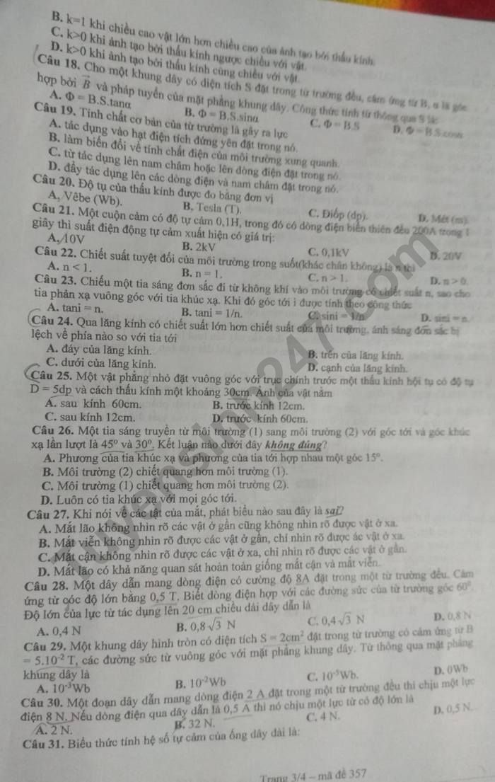 De hoc ki 2 lop 11 nam 2023 mon Ly - THPT Phan Van Hoa
