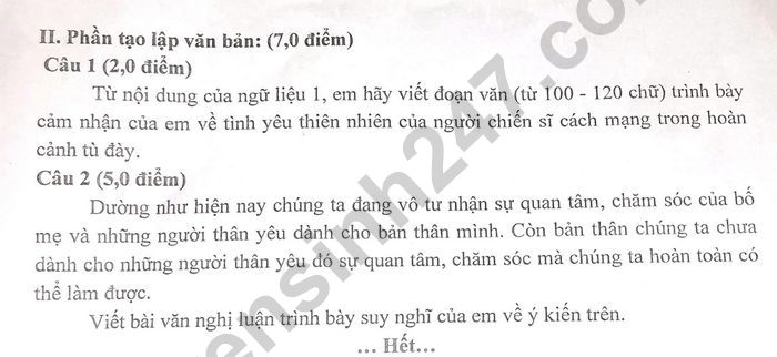 De hoc ki 2 lop 8 nam 2023 mon Van - Phong GD Huong Tra