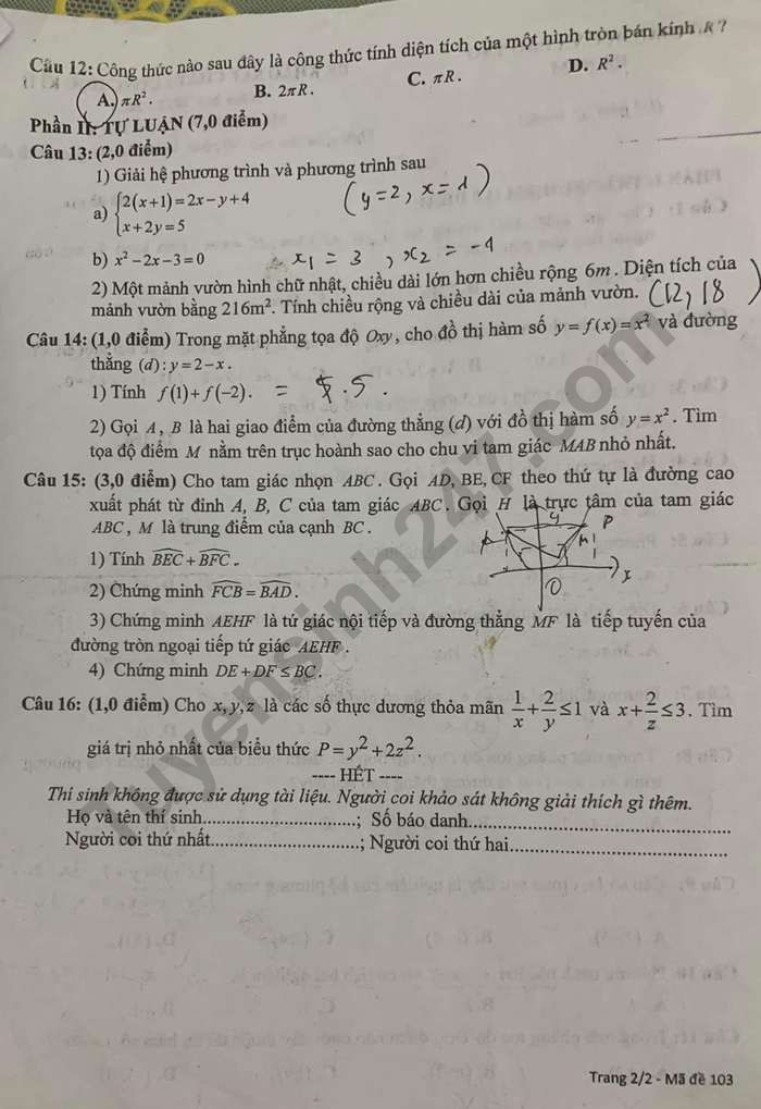 De hoc ki 2 lop 9 nam 2023 mon Toan - So GD Ha Nam
