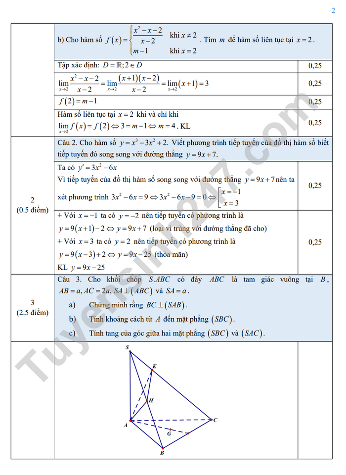 De thi ki 2 mon Toan lop 11 nam 2023 - Tinh Bac Giang (Co dap an)