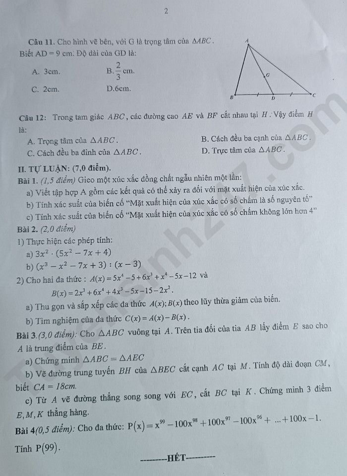 De thi ki 2 mon Toan lop 7 - Huyen Chuong My 2023