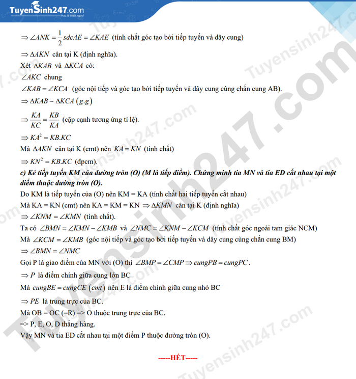 Dap an de thi vao lop 10 nam 2023 mon Toan - Can Tho