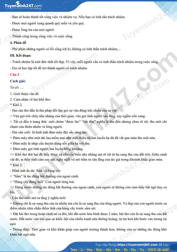 Dap an de thi mon Van vao lop 10 2023 - tinh Cao Bang