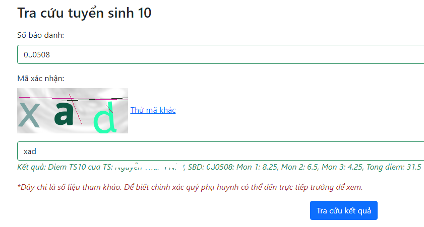 Tra cuu diem thi vao lop 10 nam 2023 Tien Giang