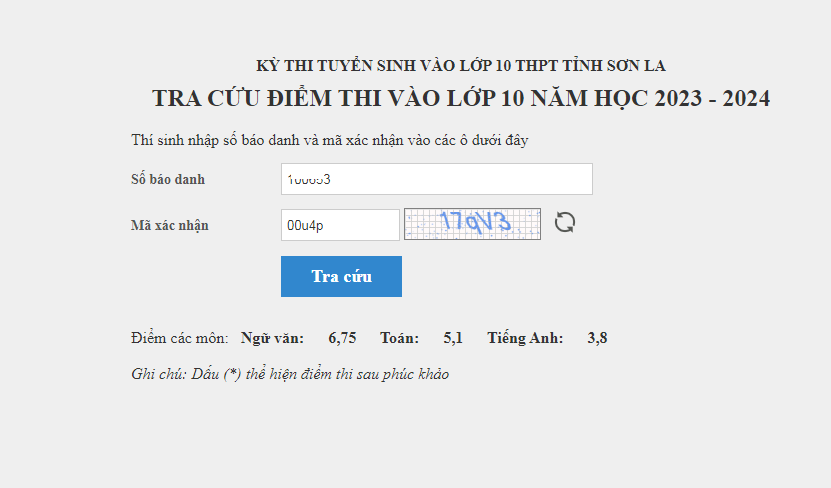 Da co diem thi tuyen sinh vao lop 10 Son La 2023