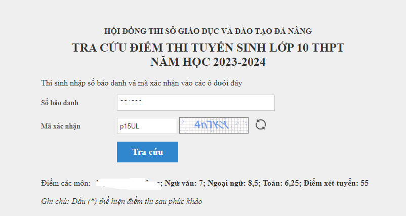 Da co diem thi tuyen sinh vao lop 10 Da Nang 2023