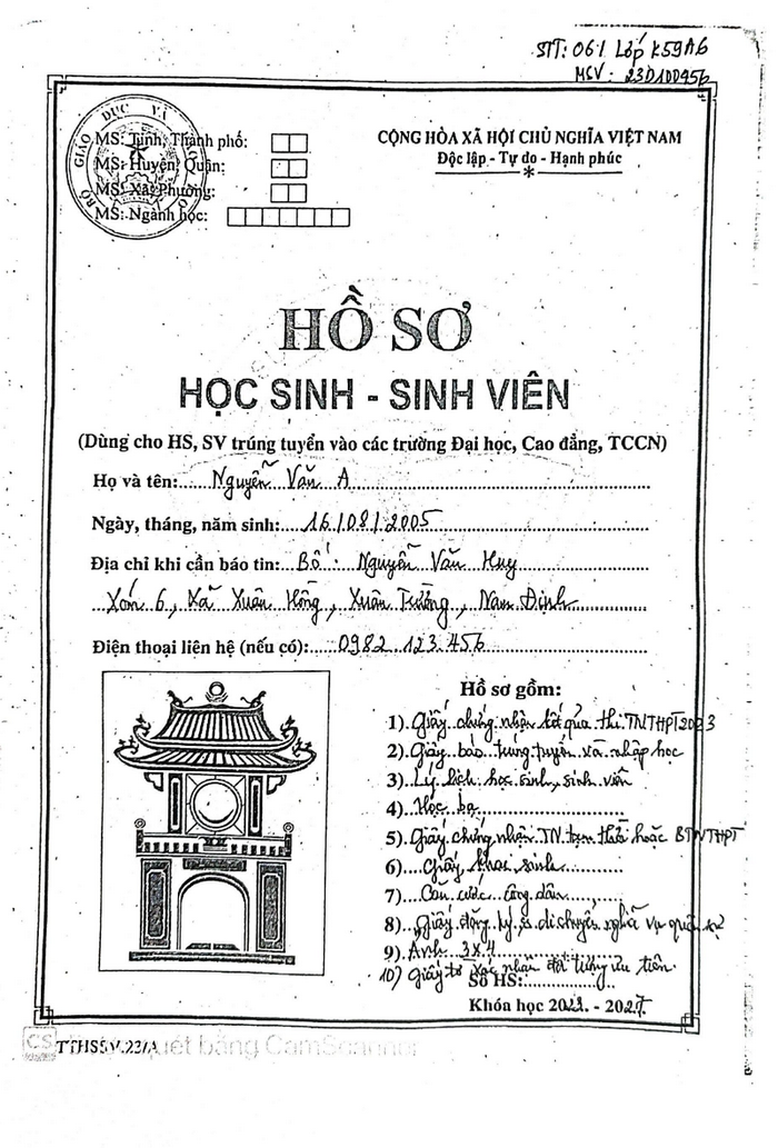 Ho so nhap hoc Dai hoc Thuong Mai 2023