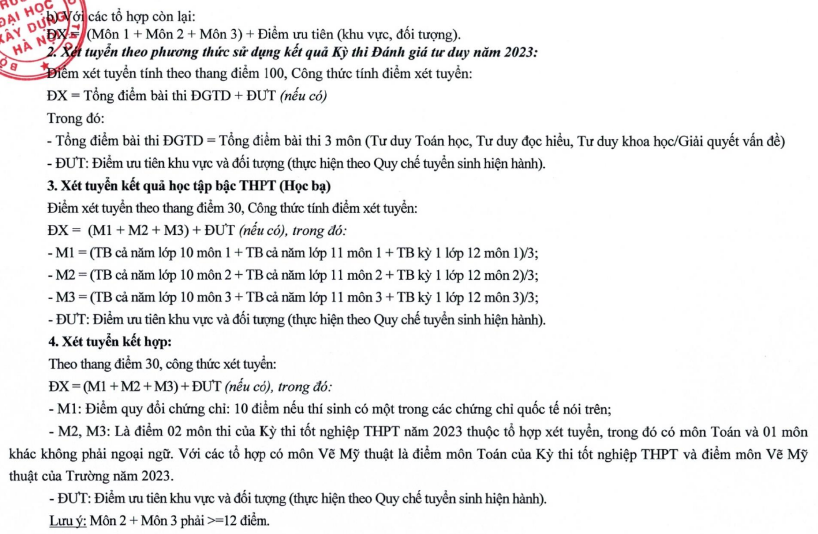 Diem chuan trung tuyen Dai hoc Xay dung Ha Noi nam 2023