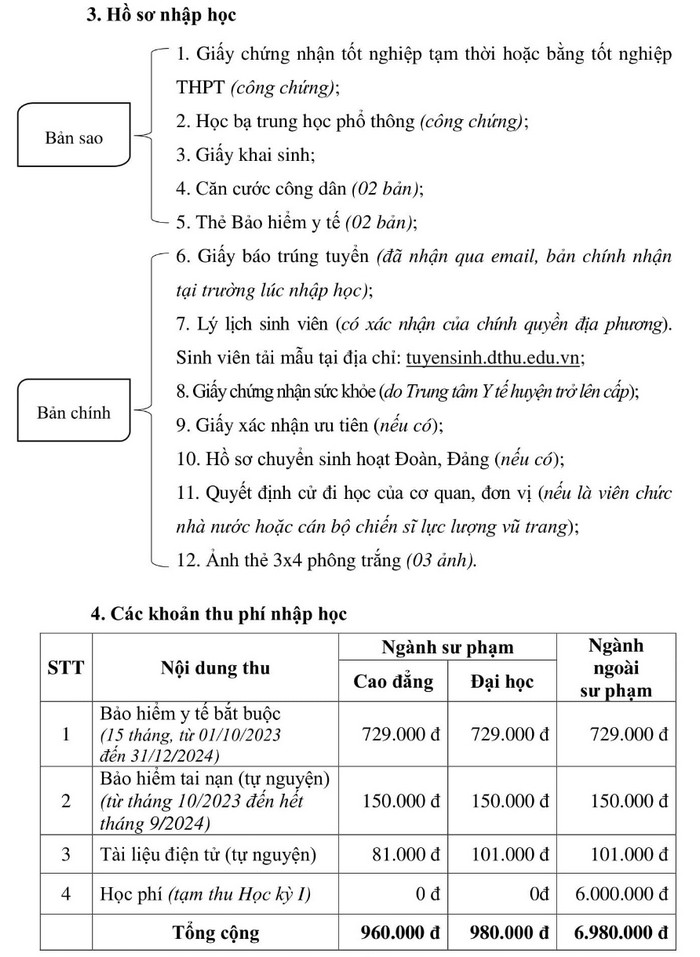 Dai hoc Dong Thap huong dan thu tuc nhap hoc 2023