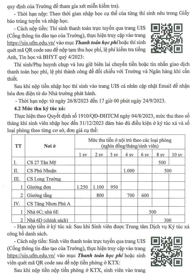 Ho so nhap hoc DH Tai Chinh - Marketing nam 2023