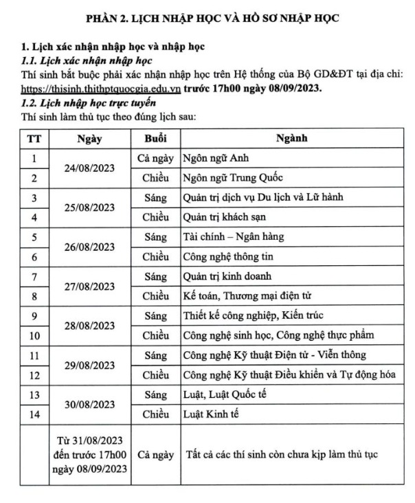 Ho so nhap hoc Dai Hoc Mo Ha Noi nam 2023