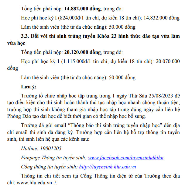 Ho so nhap hoc Dai hoc Luat Ha Noi nam 2023
