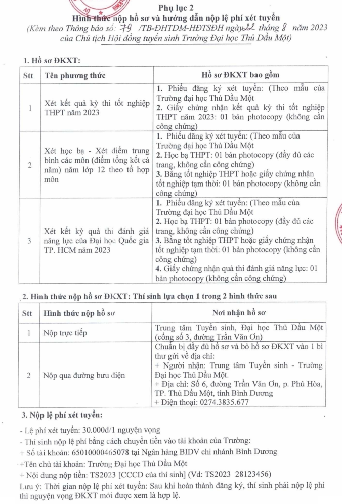Dai hoc Thu Dau Mot xet tuyen bo sung nam 2023