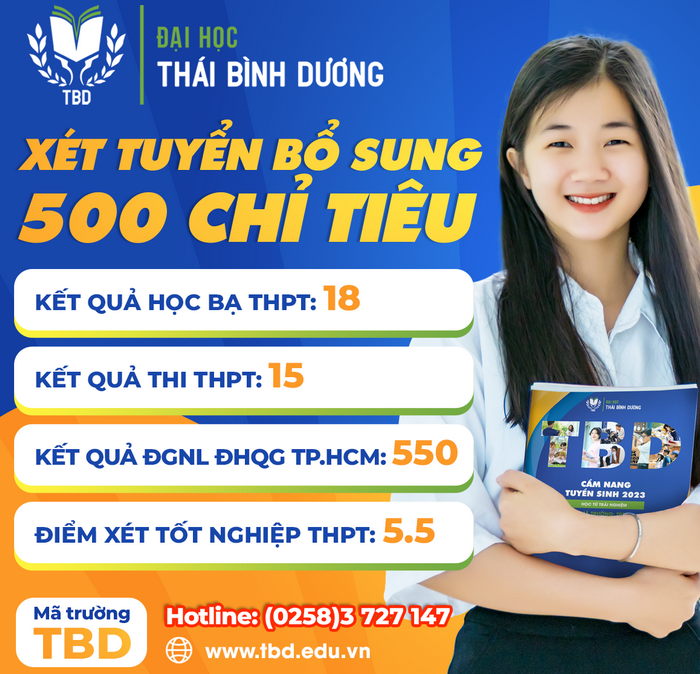 Dai hoc Thai Binh Duong tuyen bo sung 500 chi tieu 2023