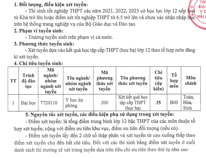 Dai hoc Y Duoc Hai Phong xet tuyen bo sung dot 2 nam 2023