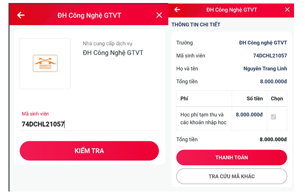 Thu tuc nhap hoc Dai hoc Cong Nghe Giao Thong Van Tai 2023