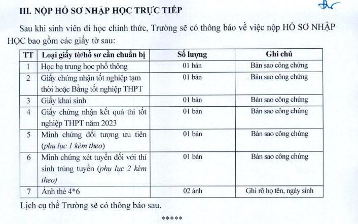 Ho so nhap hoc DH Kinh Te Quoc Dan nam 2023