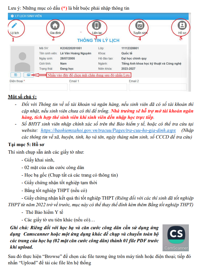 Ho so nhap hoc DH Ky Thuat Cong Nghiep - DH Thai Nguyen 2023