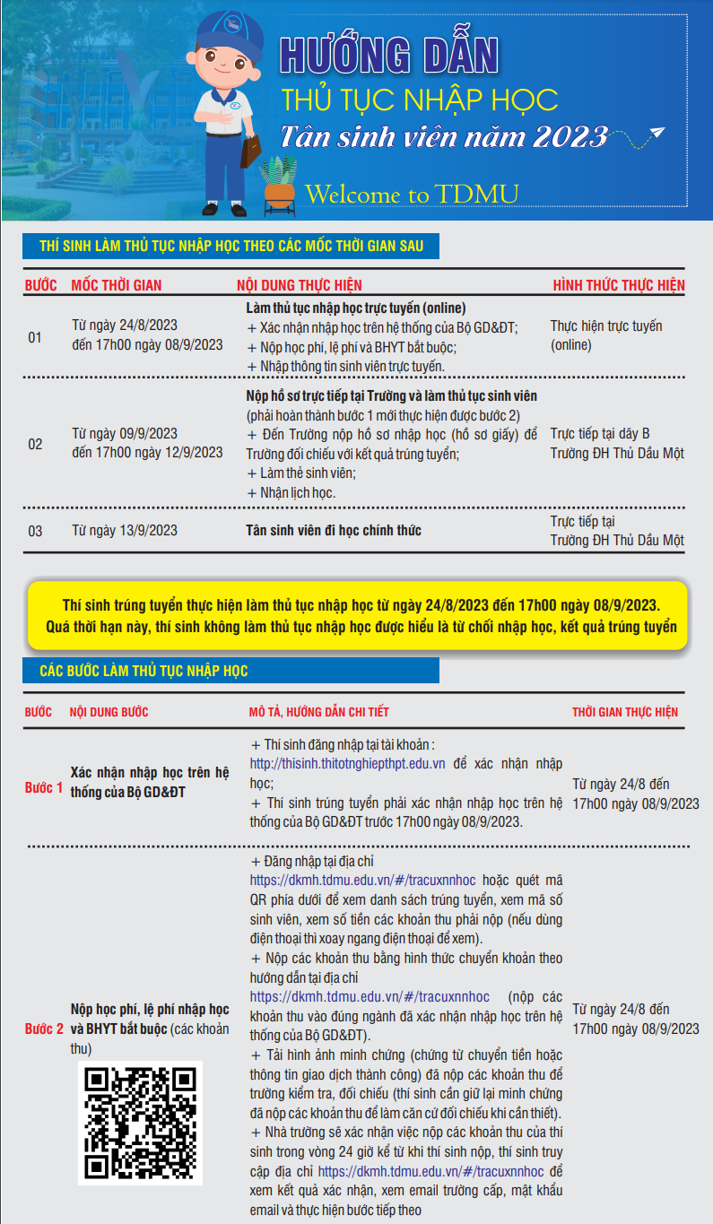 Huong dan nhap hoc Dai hoc Thu Dau Mot nam 2023