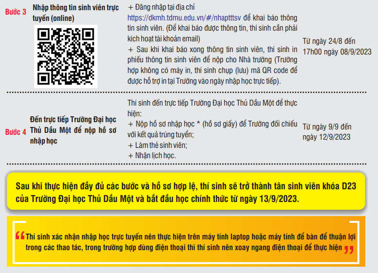Huong dan nhap hoc Dai hoc Thu Dau Mot nam 2023