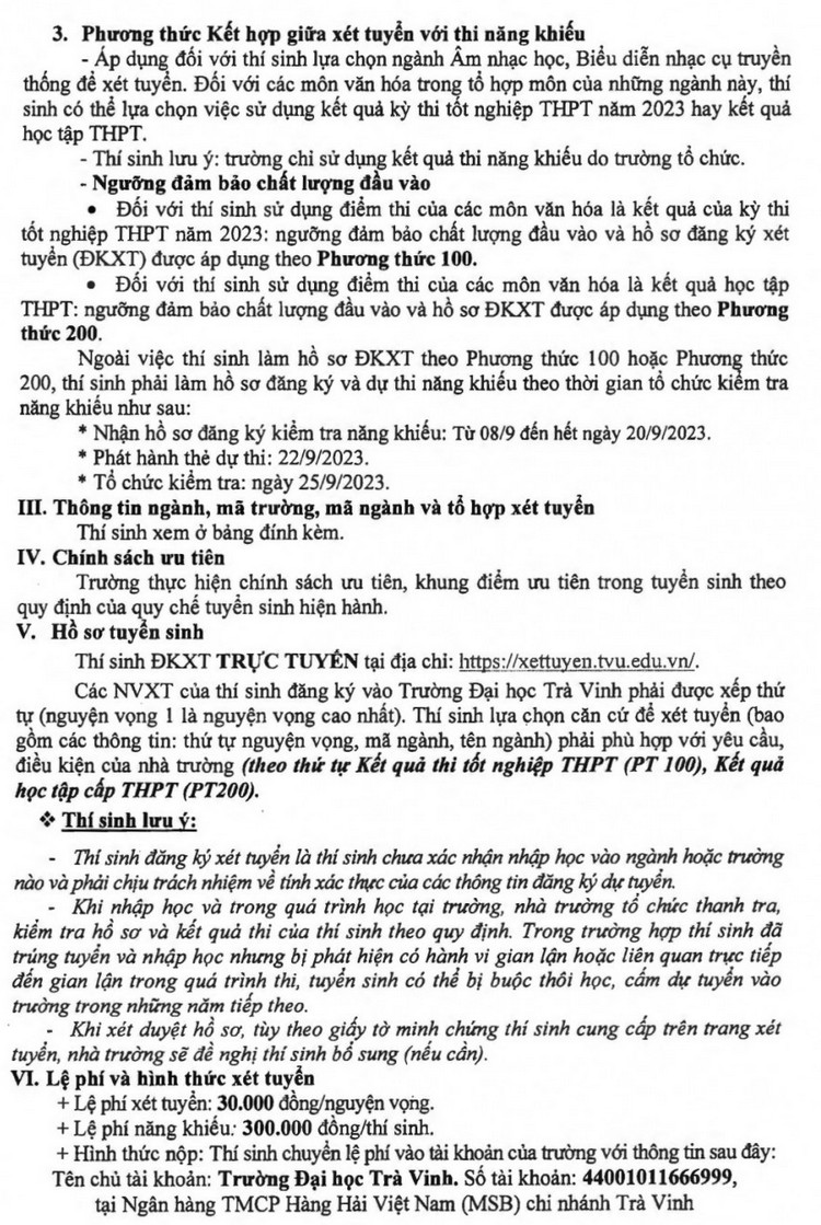 Xet tuyen bo sung Dai hoc Tra Vinh nam 2023