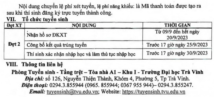 Xet tuyen bo sung Dai hoc Tra Vinh nam 2023