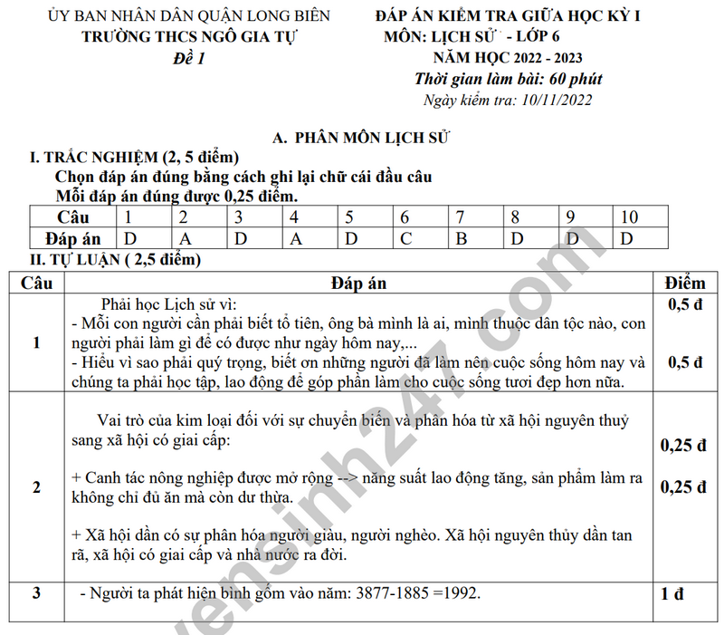 De thi giua ki 1 mon Su lop 6 nam 2023 - THCS Ngo Gia Tu