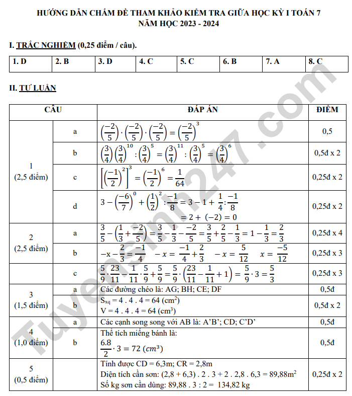 De thi giua ki 1 lop 7 mon Toan 2023 - THCS Hai Ba Trung (Tham khao)