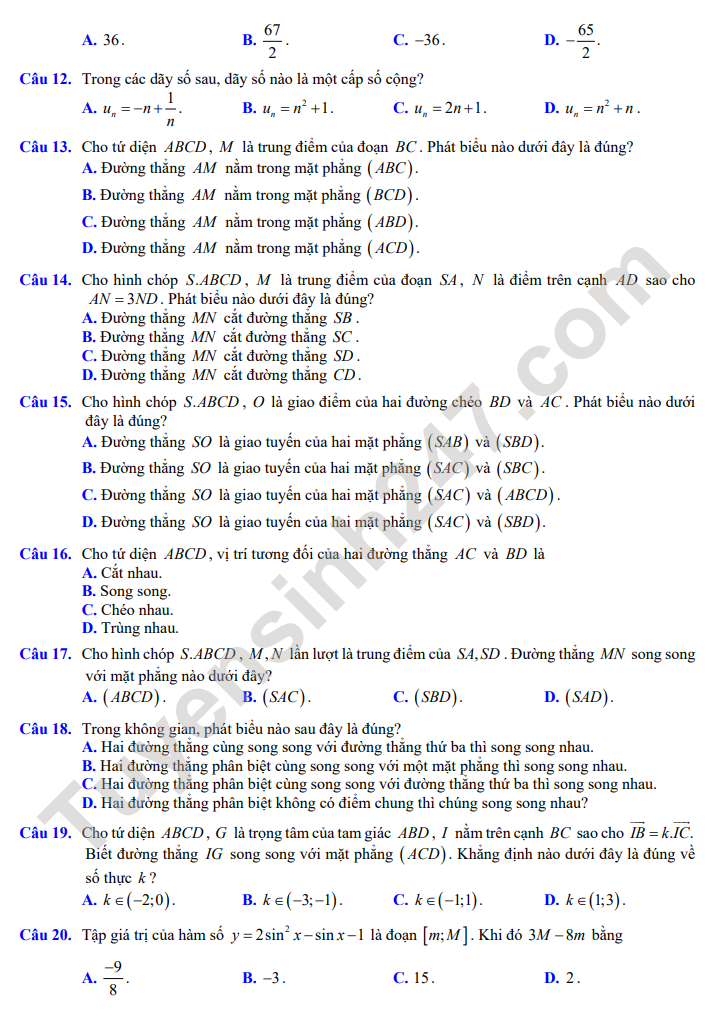 De tham khao giua ki 1 lop 11 mon Toan 2023 - So GD Ba Ria Vung Tau (Canh Dieu)