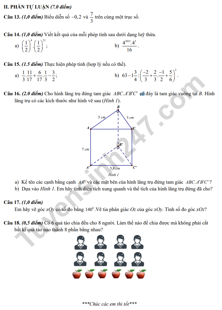 De thi giua ki 1 lop 7 mon Toan 2023 - Trung TH Viet Anh 2