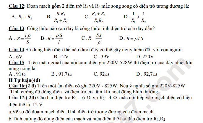 De thi giua ki 1 lop 9 mon Ly nam 2023 - THCS My Dong