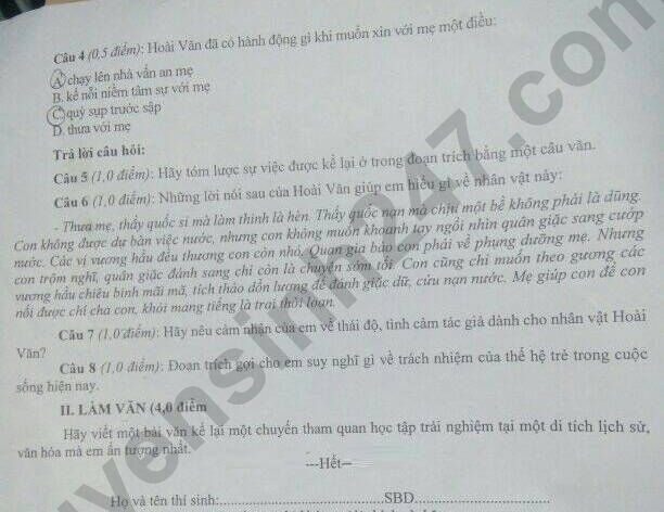 De thi giua ki 1 mon Van lop 8 nam 2023 - Phong GD Bac Son