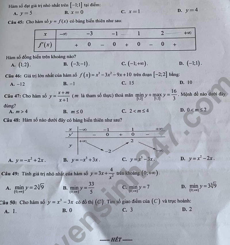 De thi giua ki 1 mon Toan lop 12 nam 2023 - THPT Nguyen Du