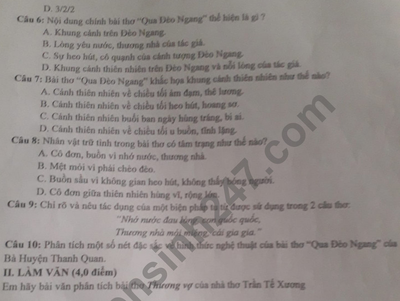 De thi giua ki 1 mon Van lop 8 - THCS Le Loi 2023