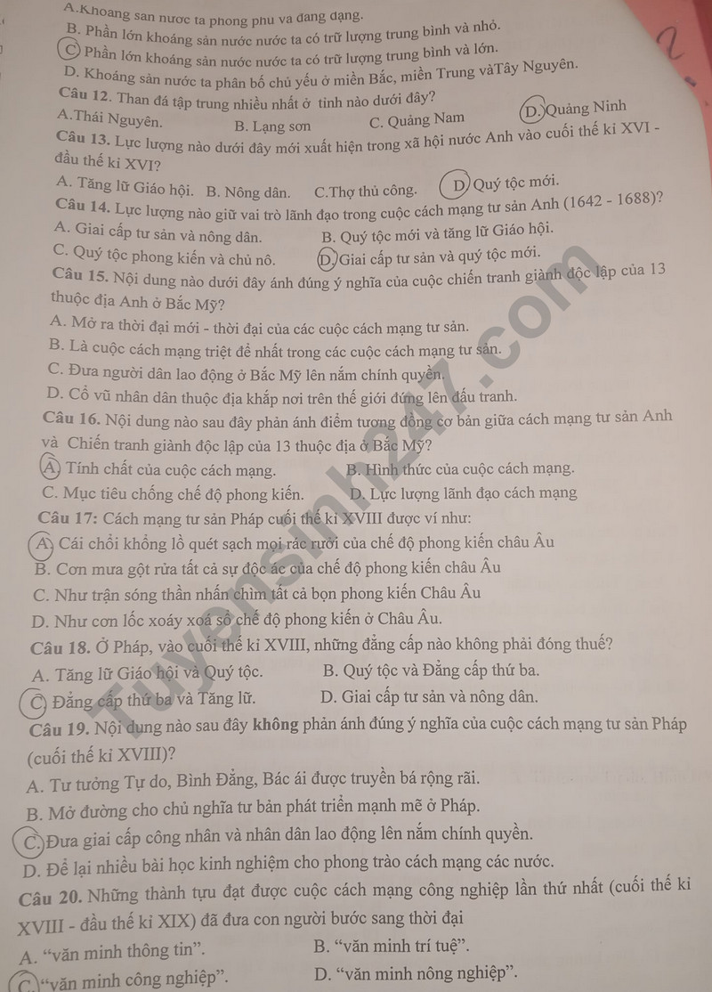 De thi giua ki 1 mon Su va Dia lop 8 nam 2023 - THCS Dao My