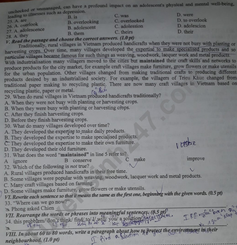 De thi giua ki 1 mon Anh lop 9 - Phong GD Hiep Hoa 2023