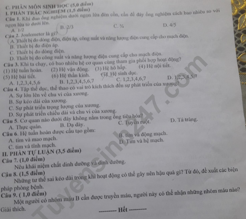 De thi giua ki 1 mon Khoa hoc tu nhien lop 8 - So GD Bac Ninh 2023