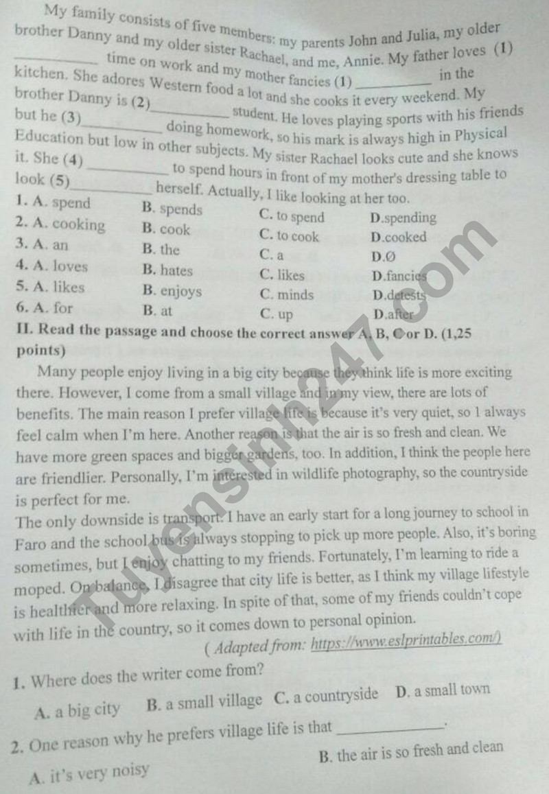 De thi giua ki 1 mon Anh lop 8 - TH THCS Phong Chau 2023