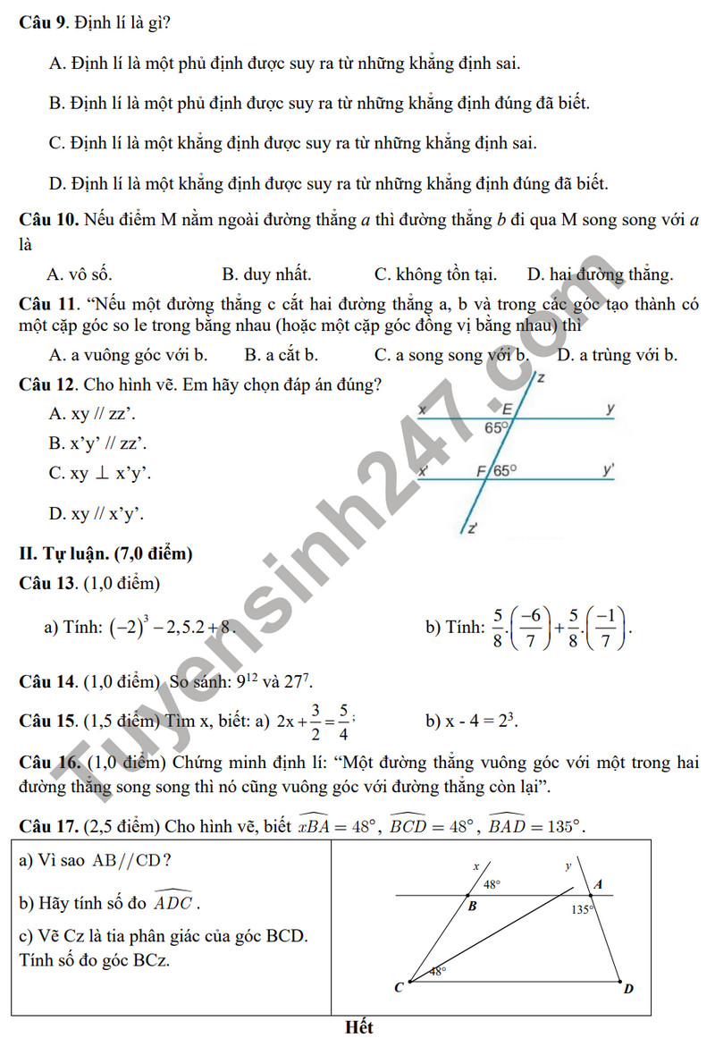 De thi giua ki 1 nam 2023 mon Toan lop 7 - THCS 19.8
