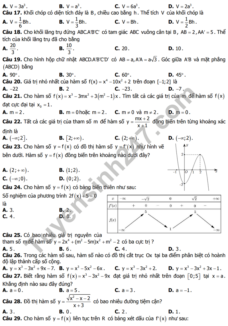 De thi giua ki 1 mon Toan lop 12 nam 2023 - THPT Gia Dinh