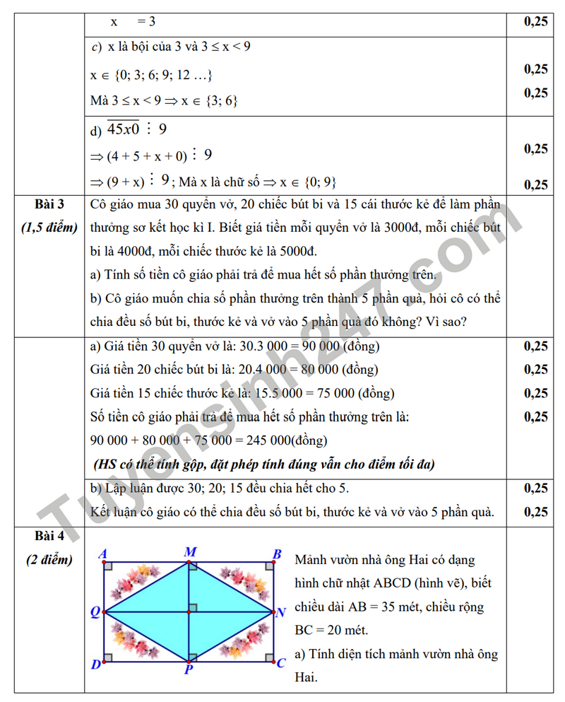De thi giua ki 1 nam 2023 mon Toan lop 6 - THCS Tan Mai