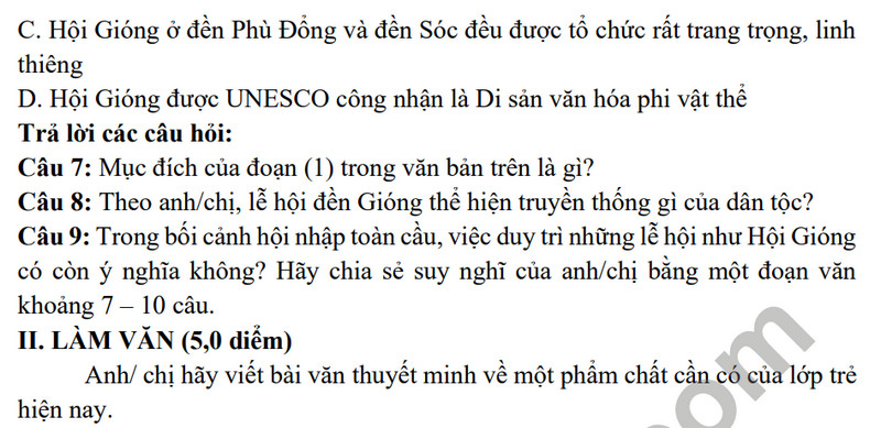 De cuong on tap ki 1 mon Van lop 11 nam 2023 - THPT Yen Hoa