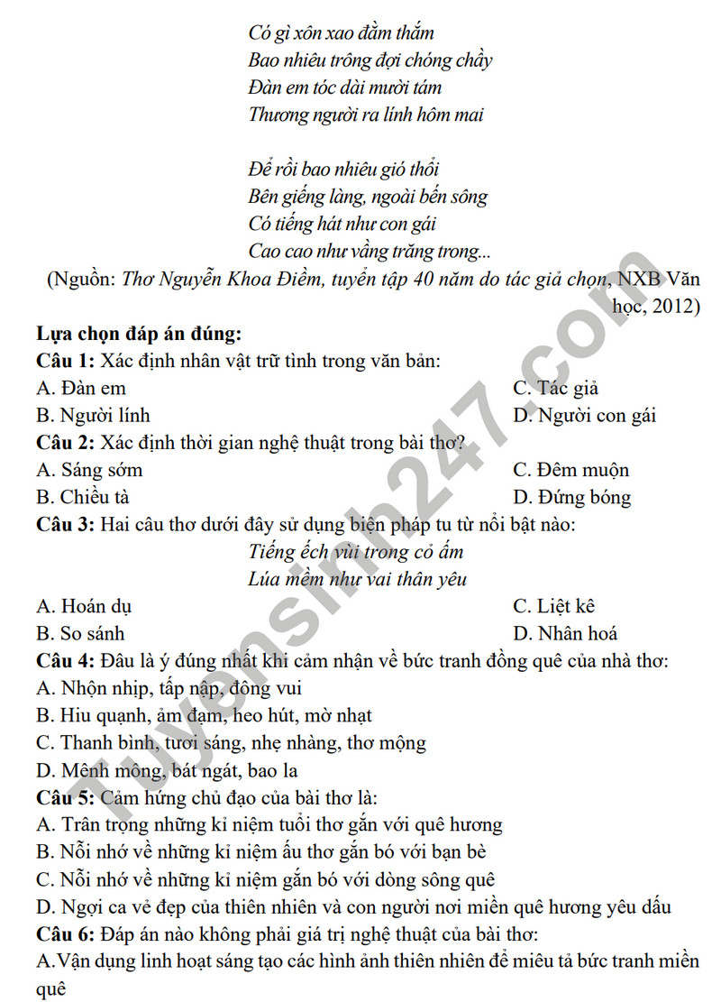 De cuong on tap ki 1 mon Van lop 11 nam 2023 - THPT Yen Hoa