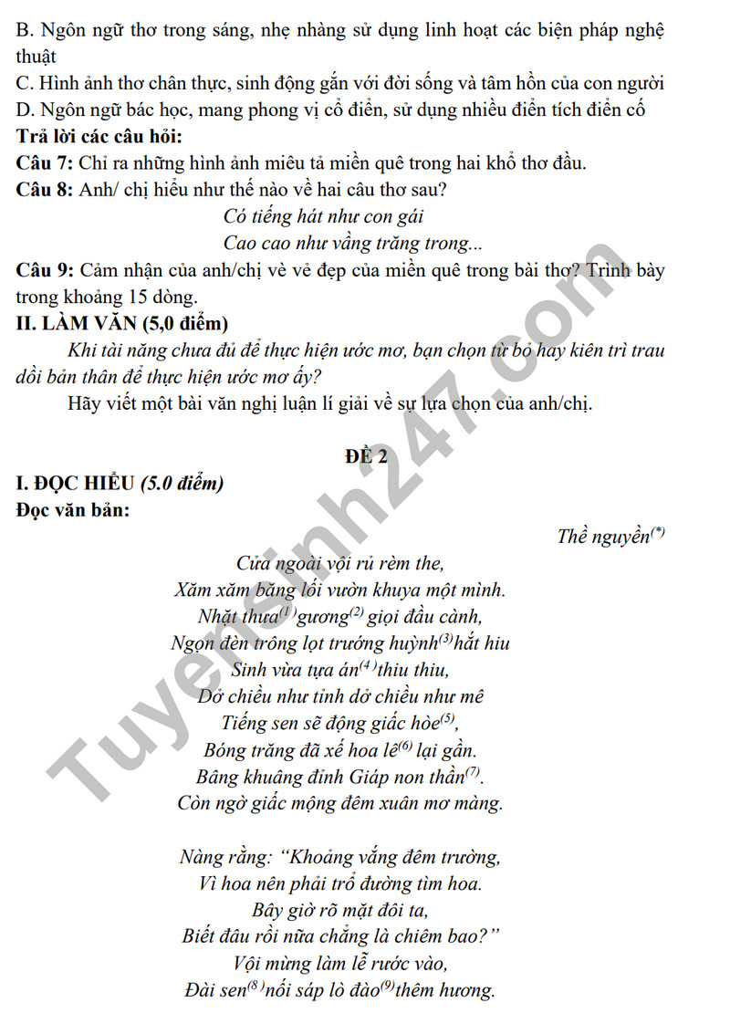 De cuong on tap ki 1 mon Van lop 11 nam 2023 - THPT Yen Hoa
