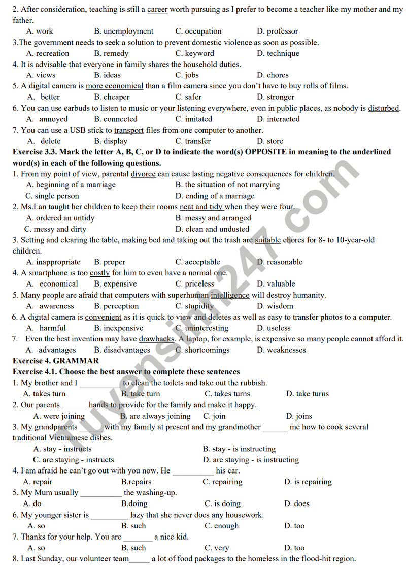 De cuong on tap ki 1 mon Anh lop 10 - THPT Yen Hoa 2023