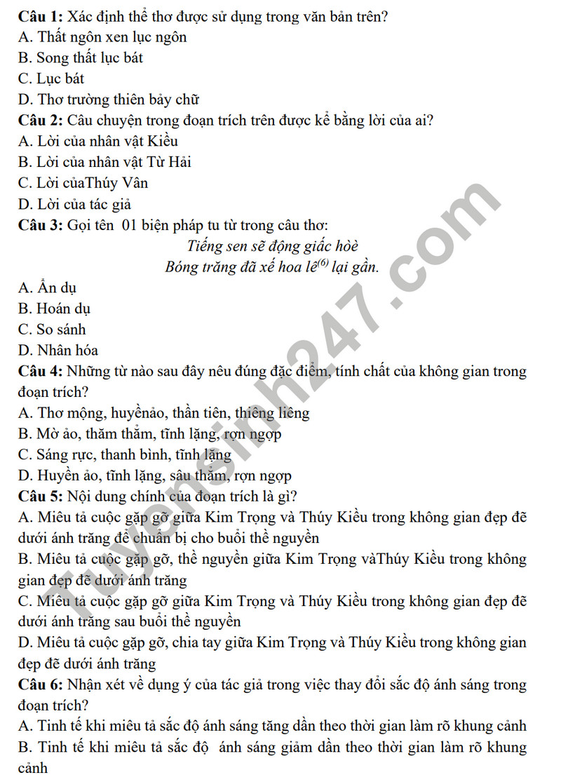 De cuong on tap ki 1 mon Van lop 11 nam 2023 - THPT Yen Hoa