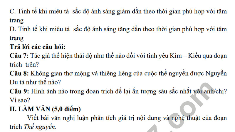 De cuong on tap ki 1 mon Van lop 11 nam 2023 - THPT Yen Hoa