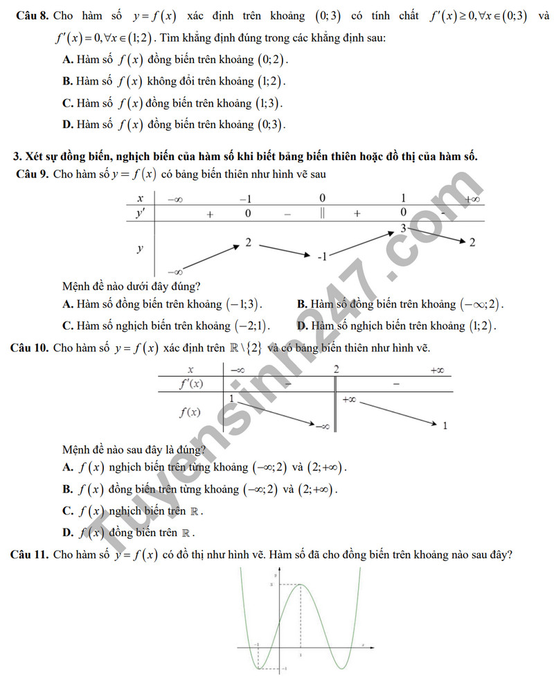 De cuong on tap ki 1 mon Toan lop 12 - THPT Yen Hoa 2023