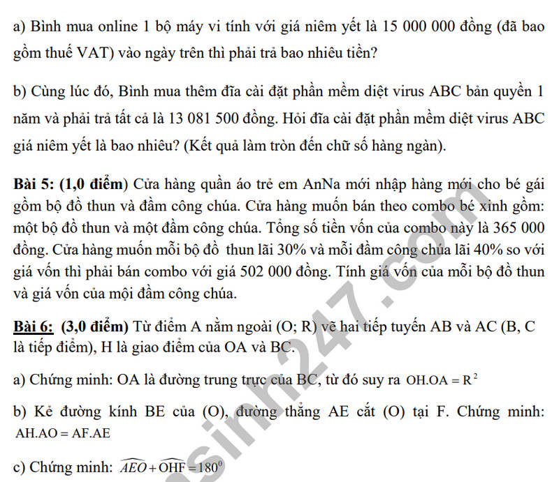 De tham khao ki 1 mon Toan lop 9 - THCS Trung Lap Ha 2023
